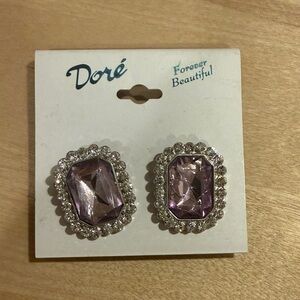 Vintage Dore Purple & Silver Women's Clip On Earrings